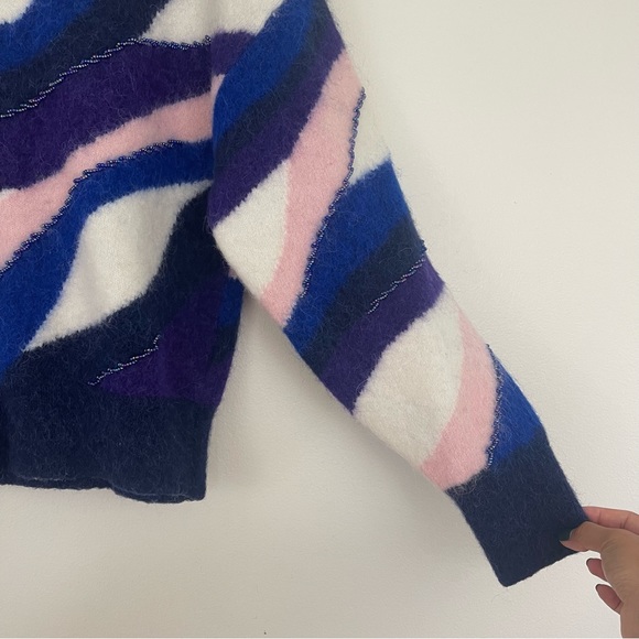 & Other Stories color block stripe Pullover sweater Alpaca Wool Blend Medium - Picture 5 of 14